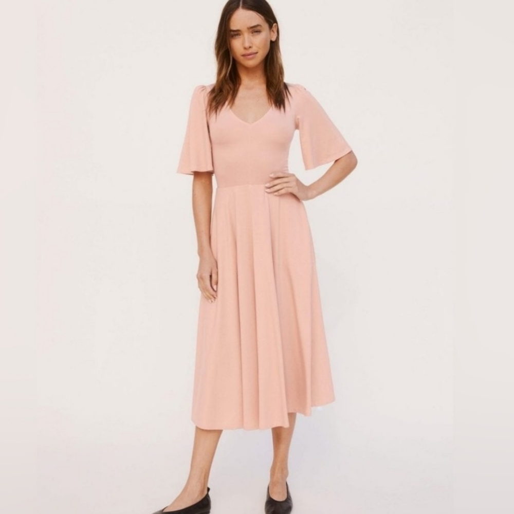 Reformation Gisella Midi Dress In Dust Pink
